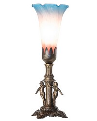 11in High Pink Blue Tiffany Pond Lily Maidens Mini Lamp 262939 by  Bailey and Griffin 