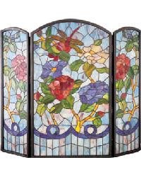 Dragonfly Flower Folding Fireplace Screen 27234 by   