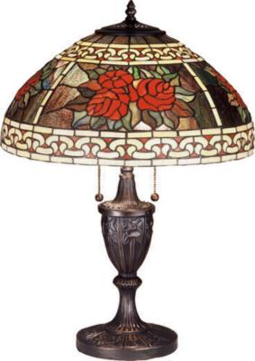 lighting lamp  Tiffany Floral Art Glass Roses and Scrolls Table Lamp