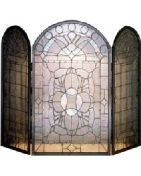 Beveled Glass Clear Folding Fireplace Screen 48104 by   