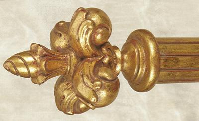 Fleur de Lis Finial Expressions WF115 Beige  2 Inch Curtain Rods Traditional Wood Curtain Rods 