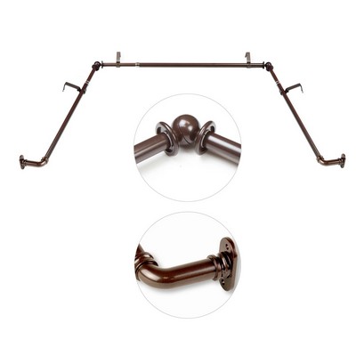 Blackout Bay Window Rod Cocoa abo2023adds BOT63-Bay Brown  Blackout Wrap Around French Return Rods Bay Window Curtain Rods Corner Window Curtain Rods 