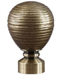 Contour Striated Ball Curtain Rod Finial - Antique Brass by   