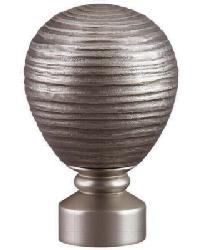 Contour Striated Ball Curtain Rod Finial - Satin Nickel by   