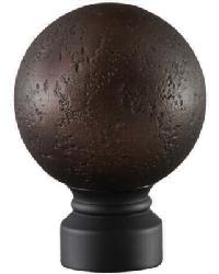 Rustic Forged Ball Curtain Rod Finial - Matte Black by   