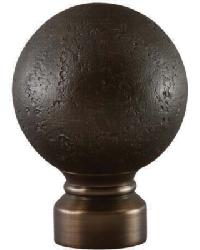 Rustic Forged Ball Curtain Rod Finial - Brushed Bronze by   