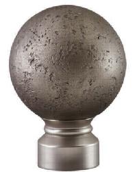 Rustic Forged Ball Curtain Rod Finial - Brushed Nickel Satin Nickel by   