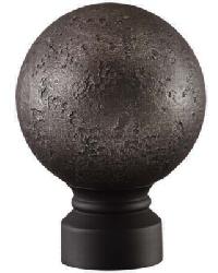 Rustic Forged Ball Curtain Rod Finial - Matte Black by   