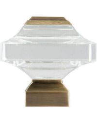 Beveled Glass Square Curtain Rod Finial - Antique Brass by   