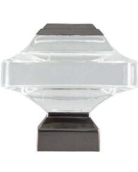 Beveled Glass Square Curtain Rod Finial - Brushed Black Nickel by   