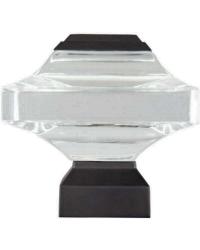 Beveled Glass Square Curtain Rod Finial - Matte Black by   