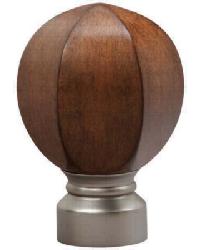 Carved Facet Ball Curtain Rod Finial - Satin Nickel by   
