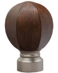 Carved Facet Ball Curtain Rod Finial - Satin Nickel by   