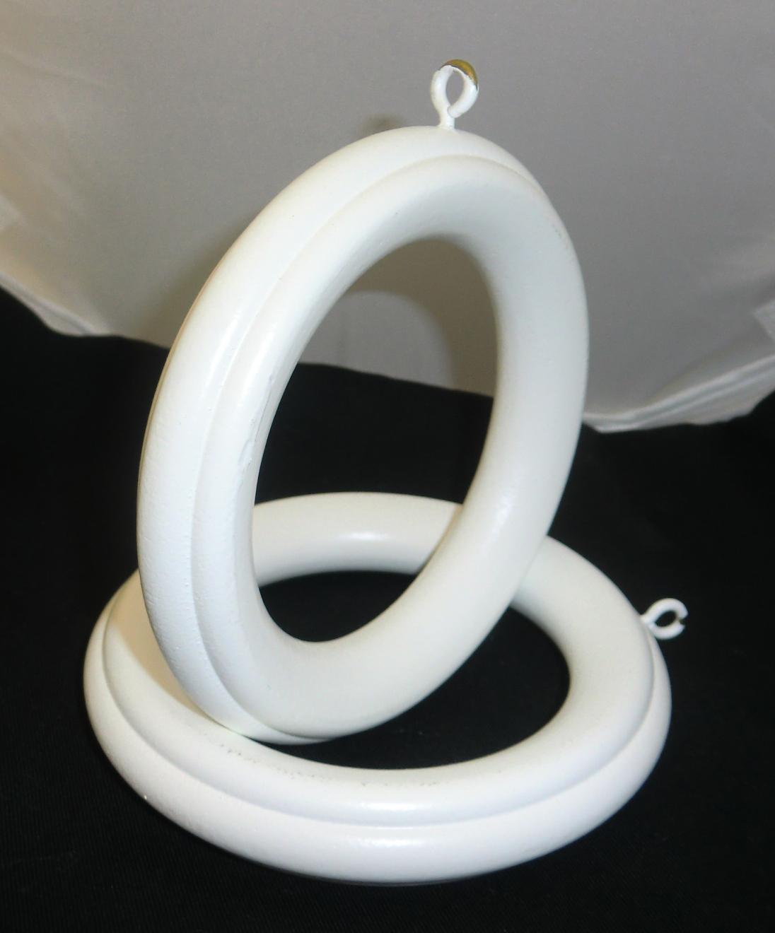 3 Inch White Wood Fluted Ring Curtain Rods