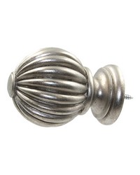 Fluted Ball Antique Silver Finial by   
