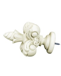 Grand Fleur De Lis Aged White Finial by   