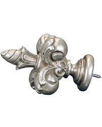 Grand Fleur De Lis Antique Silver Finial by   