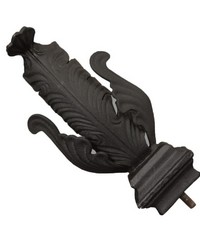 Folded Leaf Design Finial Old World Black by  Menagerie 