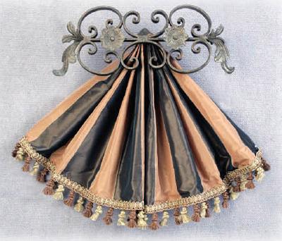 Medallion Metal Top Treatment Menagerie Top Treatments K72240  Arched Window Rods Metal Cornice and Swags Window Hardware Scarf and Valance Holders 