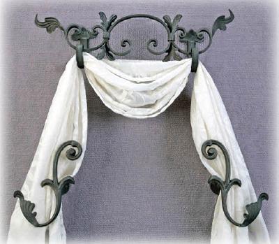 Banded Scroll Metal Top Treatment Menagerie Top Treatments K72243  Arched Window Rods Metal Cornice and Swags Window Hardware Scarf and Valance Holders 