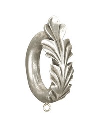 Scroll Leaf Curtain Rings Antique Silver Set of 4 by   