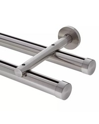 1 3/8in Diameter H-Rail Traverse System Double Rod   Polished Nickel by  Brewster Wallcovering 