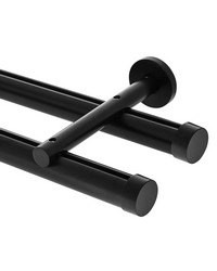 1 3/8in Diameter H-Rail Traverse System Double Rod   Satin Black by  Brewster Wallcovering 