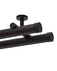 1 3/8in Diameter H-Rail Traverse System Double Rod Ceiling Mount  Matte Black by  Brewster Wallcovering 