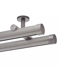 1 3/8in Diameter H-Rail Traverse System Double Rod Ceiling Mount  Polished Nickel by  Brewster Wallcovering 