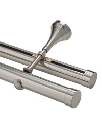 1 3/8in Diameter H-Rail Traverse System Mixed Double Rod Wall Mount  Polished Nickel by   