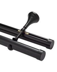 1 3/8in Diameter H-Rail Traverse System Mixed Double Rod Wall Mount  Satin Black by   