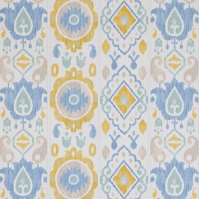 Schumacher Wallpaper Elizia Ikat Sky & Ochre