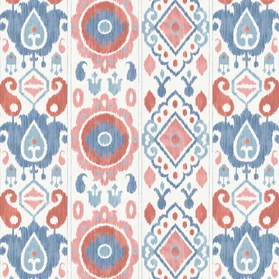Schumacher Wallpaper Elizia Ikat Rose & Indigo