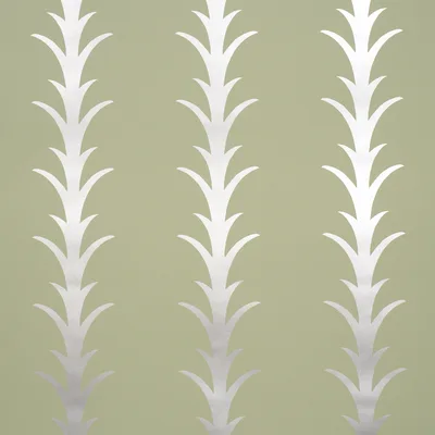 Schumacher Wallpaper Acanthus Stripe Metallic On Sage
