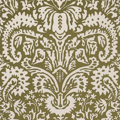 Schumacher Wallpaper Suffolk Damask Olive