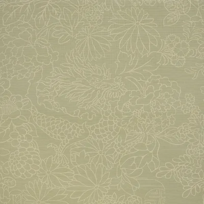 Schumacher Wallpaper Chiang Mai Dragon Silhouette Raffia Sage
