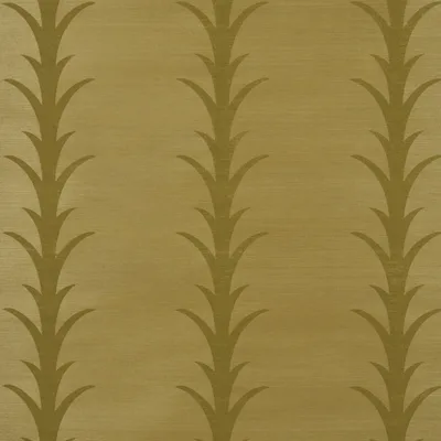 Schumacher Wallpaper Acanthus Stripe Sisal Celery
