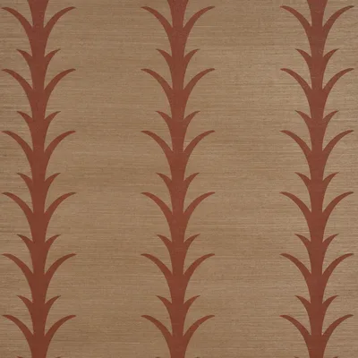 Schumacher Wallpaper Acanthus Stripe Sisal Mocha