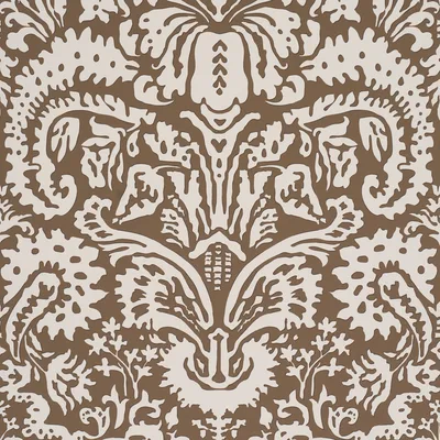 Schumacher Wallpaper Suffolk Damask Brown
