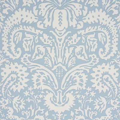 Schumacher Wallpaper Suffolk Damask Blue