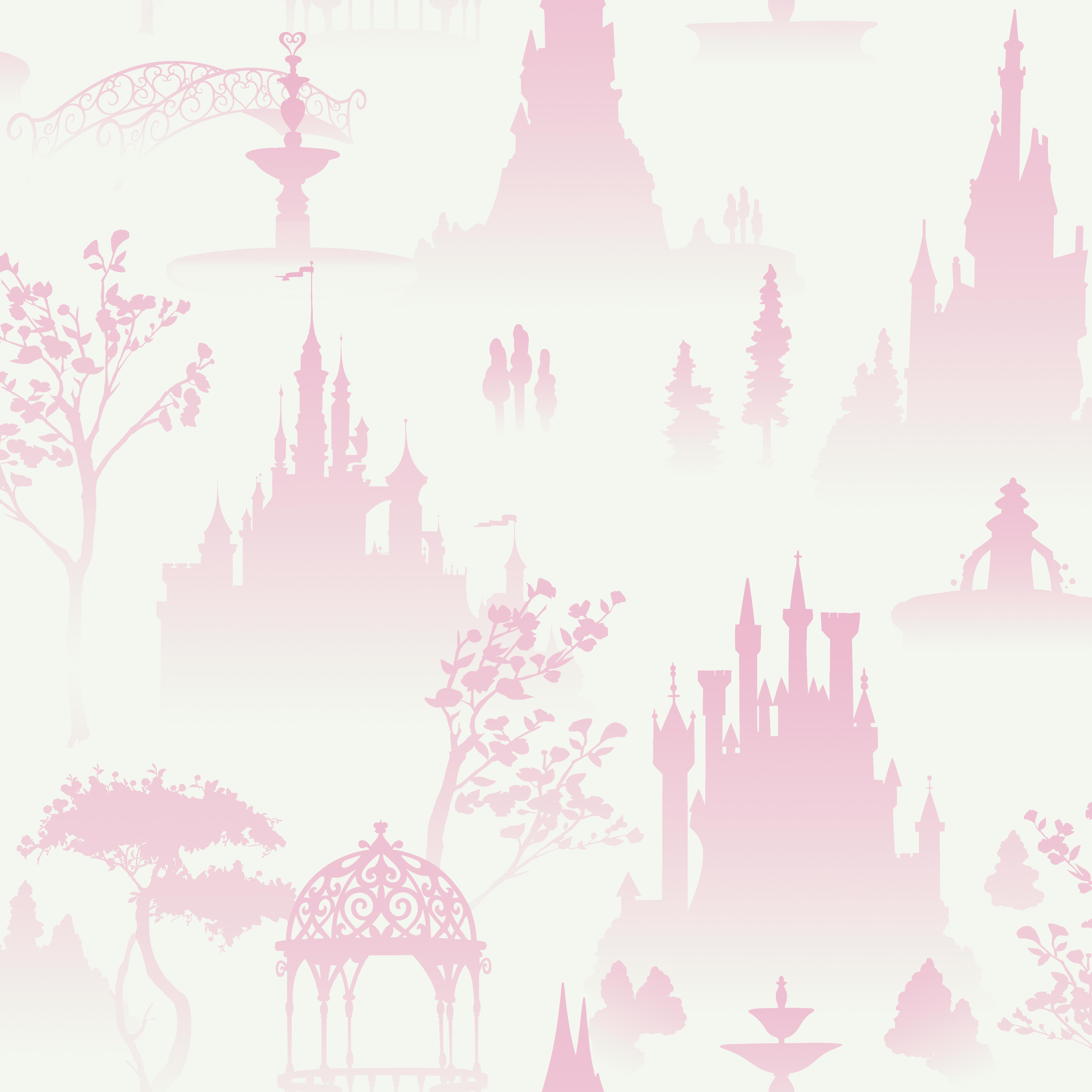 York Wallcovering Disney Princess Pink and White Tonal Scenic Wallpaper  Wallpaper