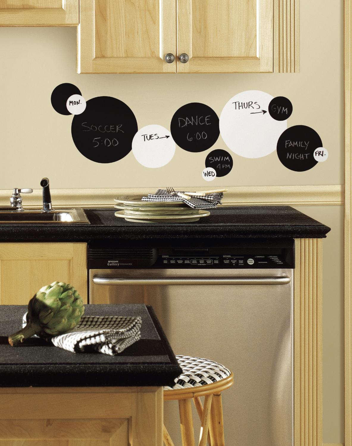 York Wallcovering Black and White Chalkboard Dots Peel Stick Wall