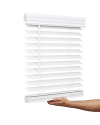Cordless 2 inch wood grain blinds, Cordless faux wood blinds white