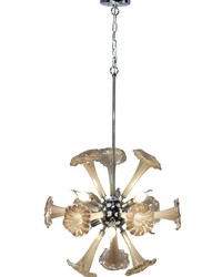Yuri 6-Light Art Glass Chandelier Polished Chrome by  Bailey and Griffin 