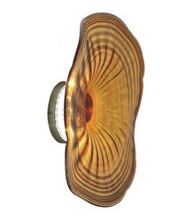 Amber Handover 20in LED Hand Blown Art Glass Wall Light Brushed Nickel by   