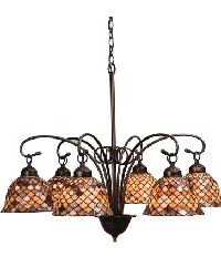 Tiffany Fishscale 6 LT Chandelier 18634 by  Latimer Alexander 