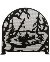 Canoe At Lake Arched Fireplace Screen 28741 by   