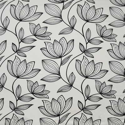 Dahlia 309 Lily in COLOR WAVES-DOMINO EFFECT Drapery POLYESTER/20%  Blend Line Drawn Flower  Modern Floral Floral Linen  Embroidered Linen   Fabric