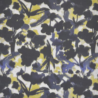 Floral Frenzy 114 Ink in COLOR THEORY-VOL.II TRUE BLUE Black POLYESTER/ Fire Rated Fabric Heavy Duty CA 117  NFPA 260  Abstract Floral   Fabric