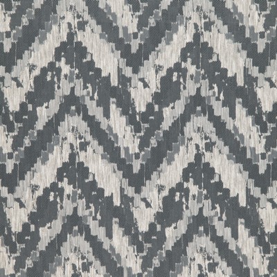 Frida 604 Slate in WIDE WIDTH DRAPERY Grey POLYESTER/24%  Blend Fire Rated Fabric Zig Zag   Fabric